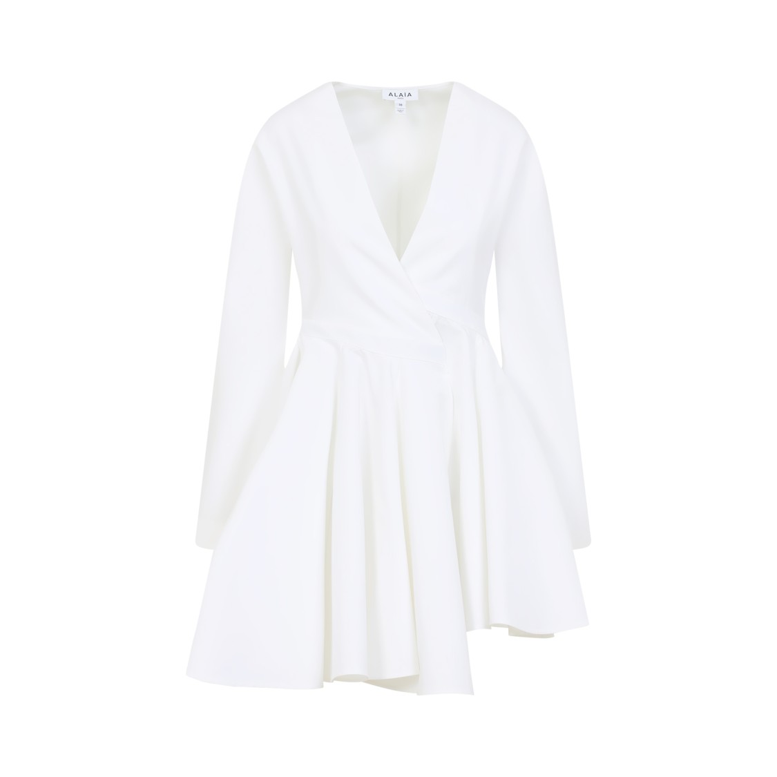 Shop Alaïa Wrap Design Mini Dress In Pure Cotton In White