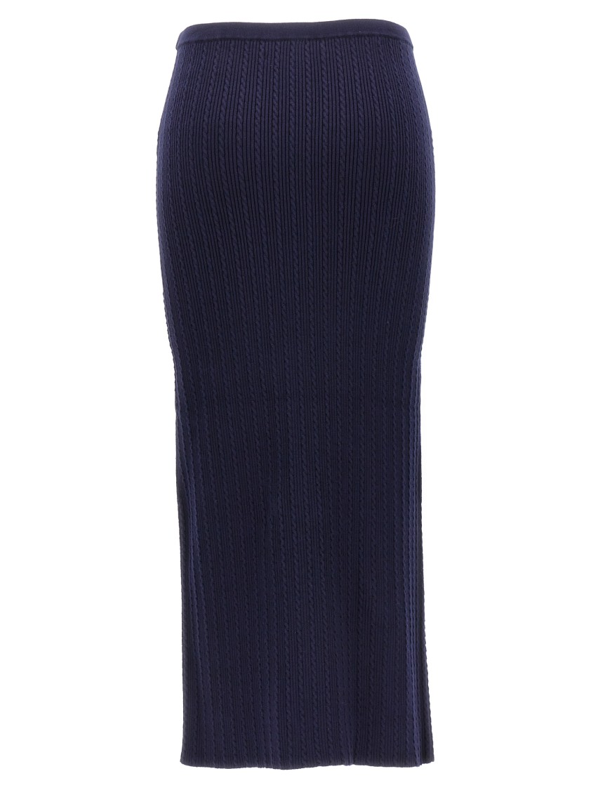 Alessandra Rich Knitted Pencil Skirt In Blue