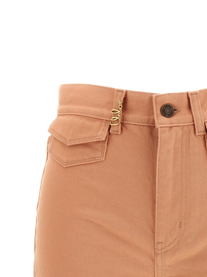 Chloé High Waist Shorts With Front And Back Pockets In Orange