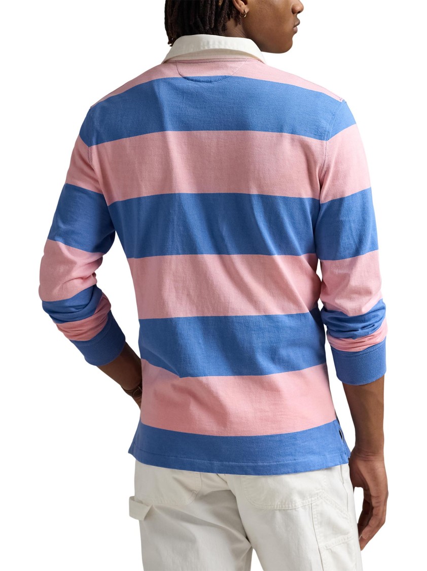 Polo Ralph Lauren Mens Rugby Striped Cotton-jersey Polo Shirt Pink Xxl