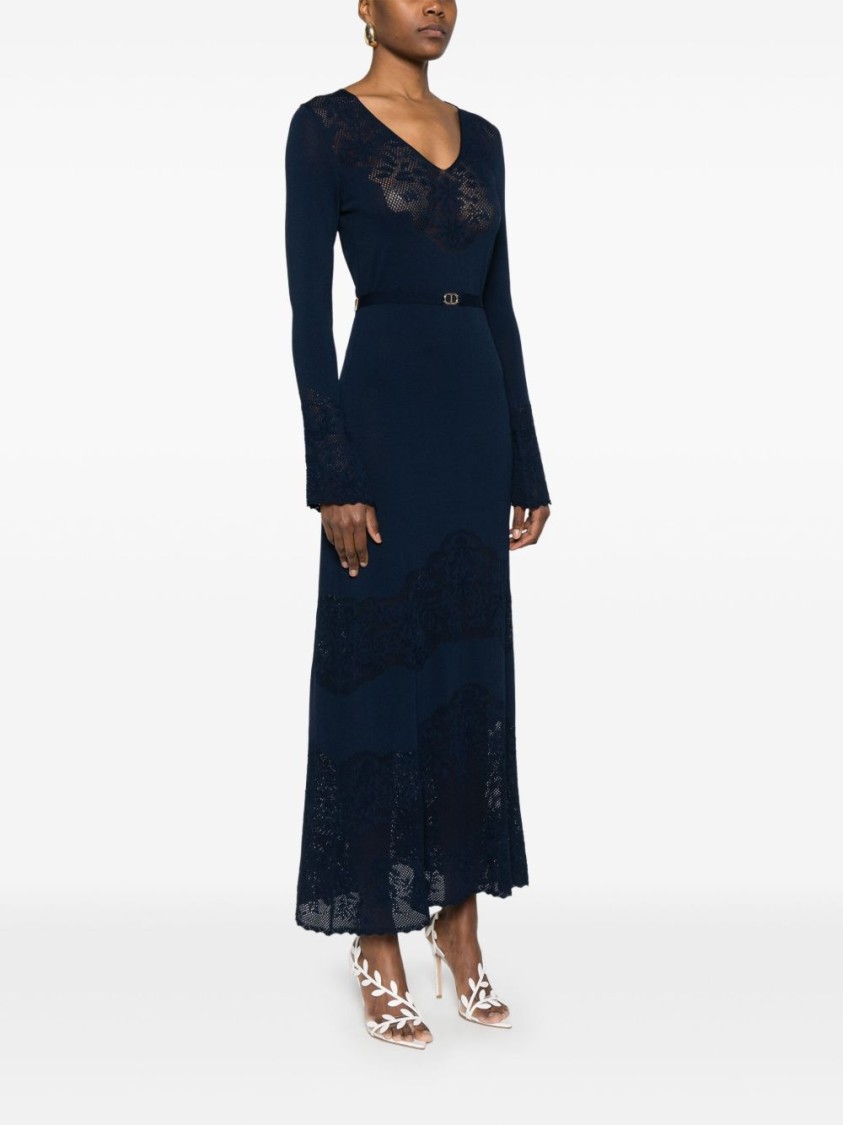 Shop Twinset Twin-set Delicate Lace Overlay Maxi Dress