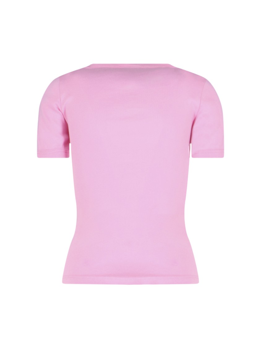 Shop Courrèges Cut-out Design Pink Cotton T-shirt