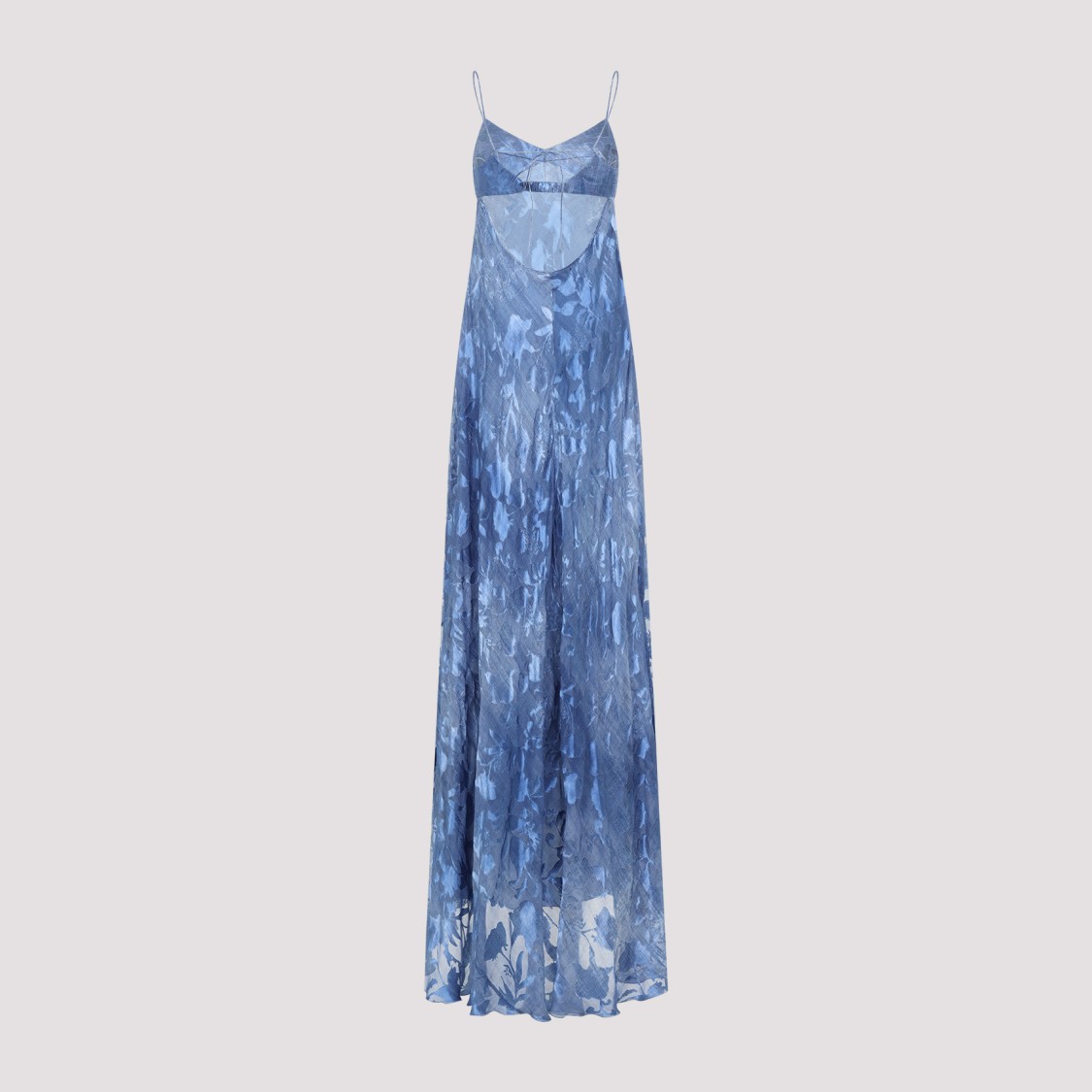 Shop Ermanno Scervino Floral Denim Print Long Dress