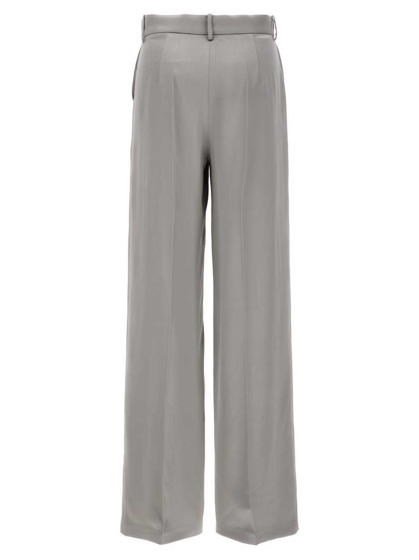 Magda Butrym Satin Straight Leg Pants With Central Crease In Gray