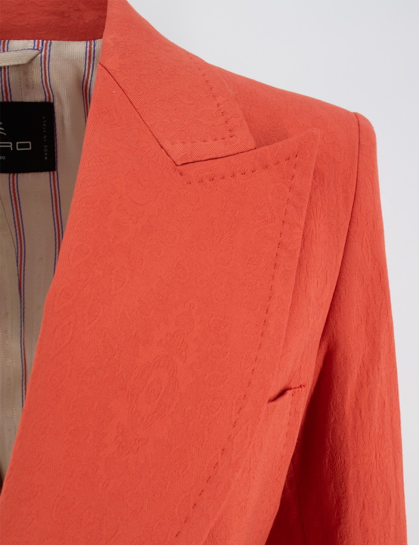 Etro Red Single-breasted Jacket With Iconic Buttons And Tailored Fit