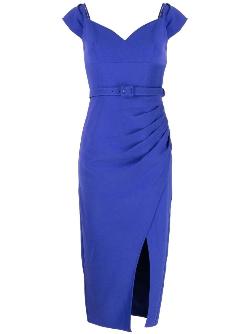 Self-portrait Sweetheart-neck Midi-dress In Blue