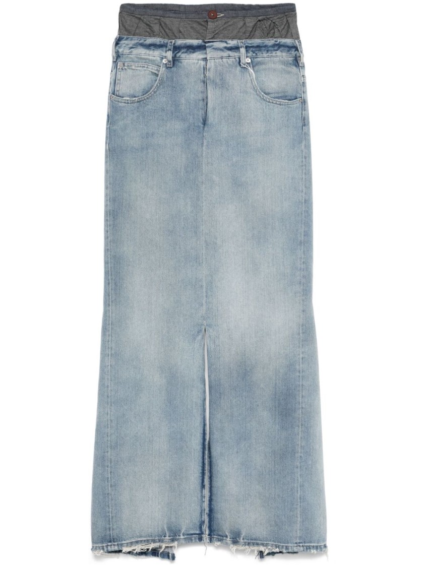 Shop Maison Margiela High-waisted Denim Maxi Skirt In Blue