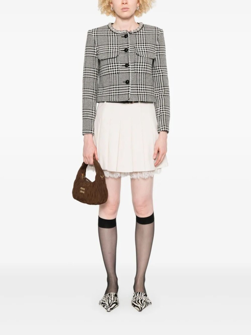 Self-portrait Houndstooth Cropped Jacket In Multi