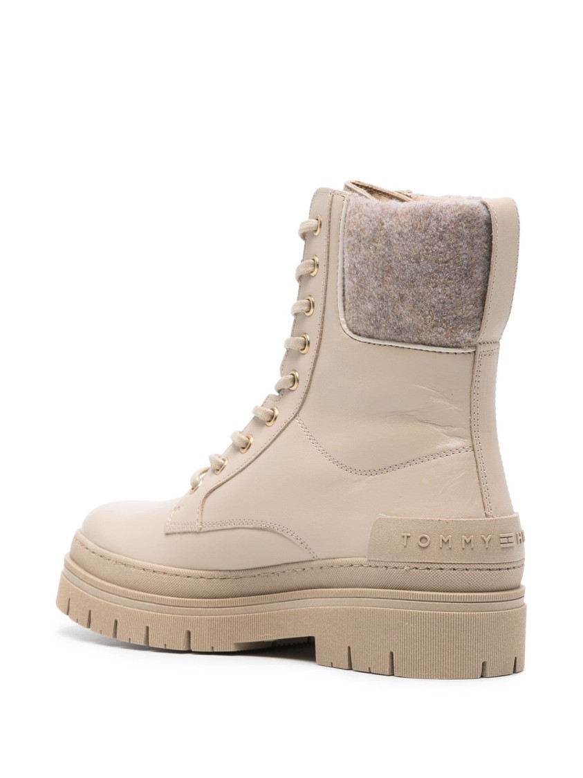 Tommy Hilfiger Feminine Felt Lace Up Bootie In Neutral