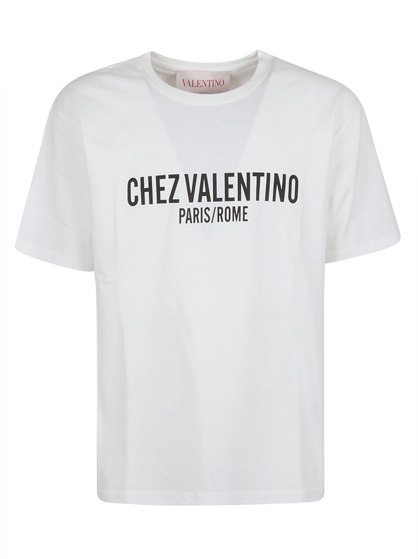 Valentino Cotton Crew Neck T-shirt With Graphic Print In White
