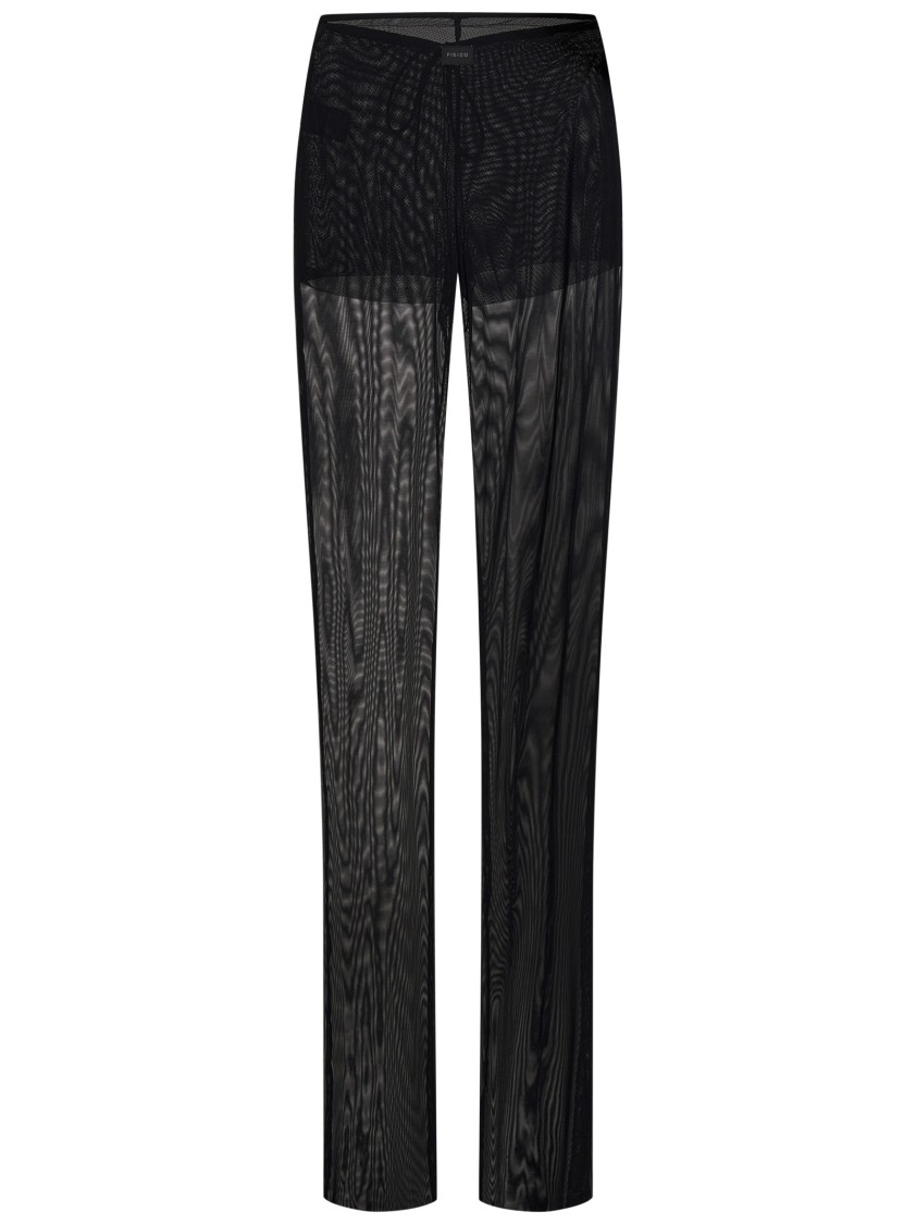 Fisico Cristina Ferrari Fisico Transparent Tulle Black Trousers With Drawstring Waist