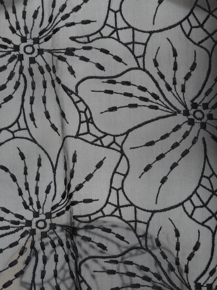GENNY GENNY BLACK SILK TOP WITH SHEER FLORAL OVERLAY
