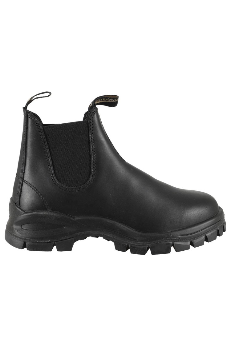 Blundstone Ankle-high Black Leather Boots With Rubber Sole In Black