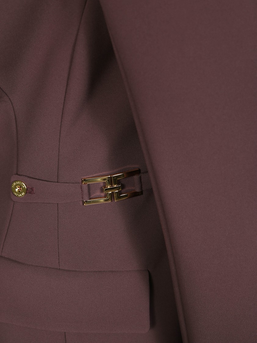 Elisabetta Franchi Single-breasted Tailored Blazer With Notched Lapel In Purple