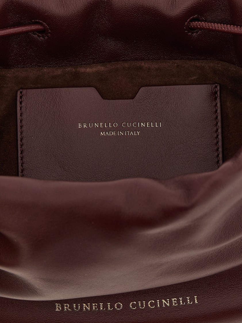 Brunello Cucinelli Bucket Mellow' Mini Crossbody Bag In Burgundy