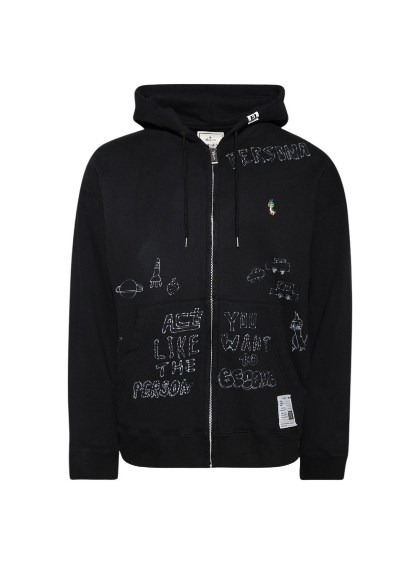 Maison Mihara Yasuhiro Distressed Zip Up Hoodie Black | THE LIST