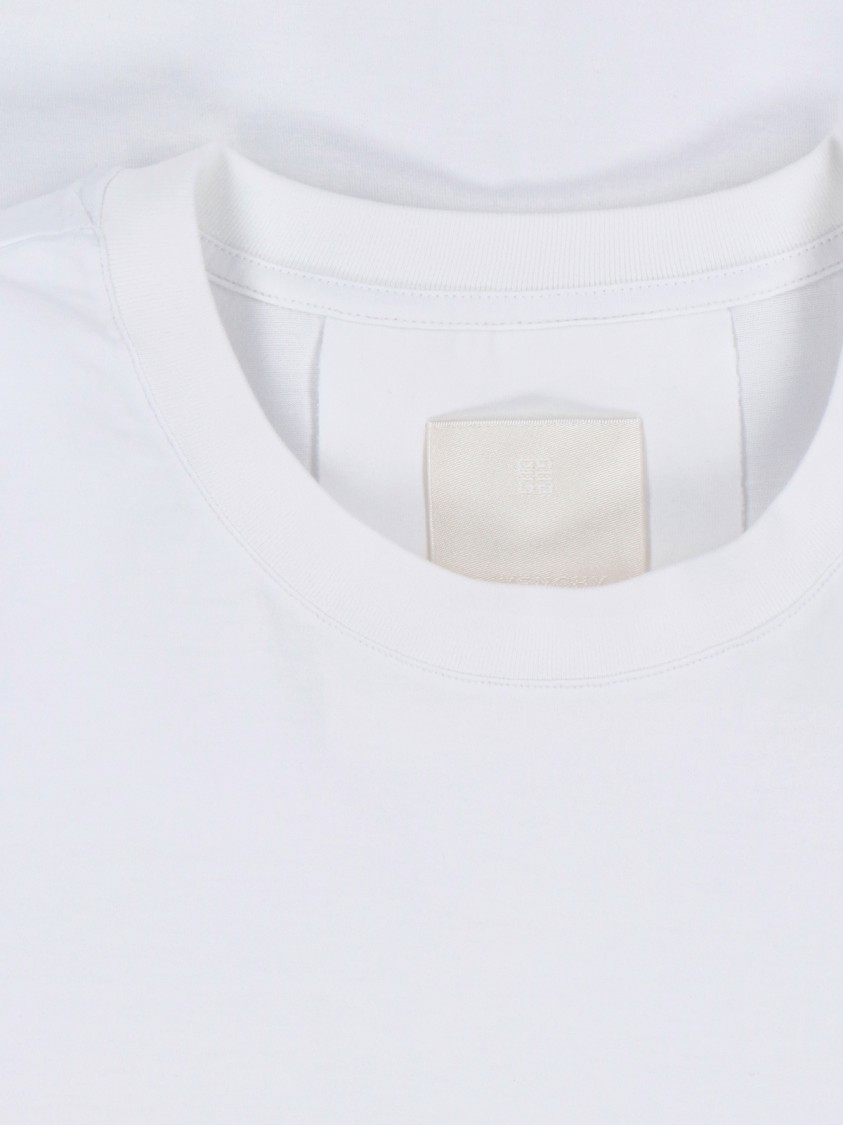 Givenchy White Crewneck T-shirt With Logo Print In Cotton Man