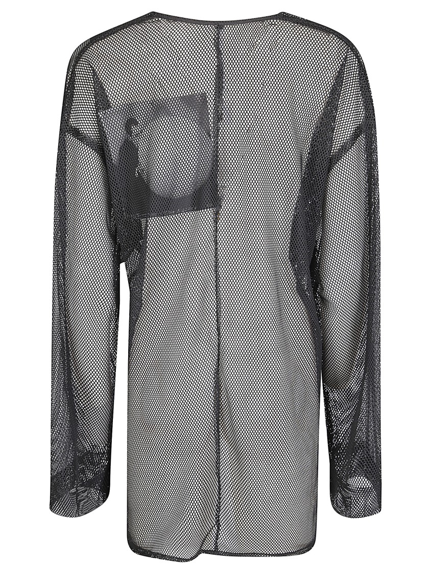 Maria Calderara Lightweight Black Mesh Jacket With Deep V-neck In Black