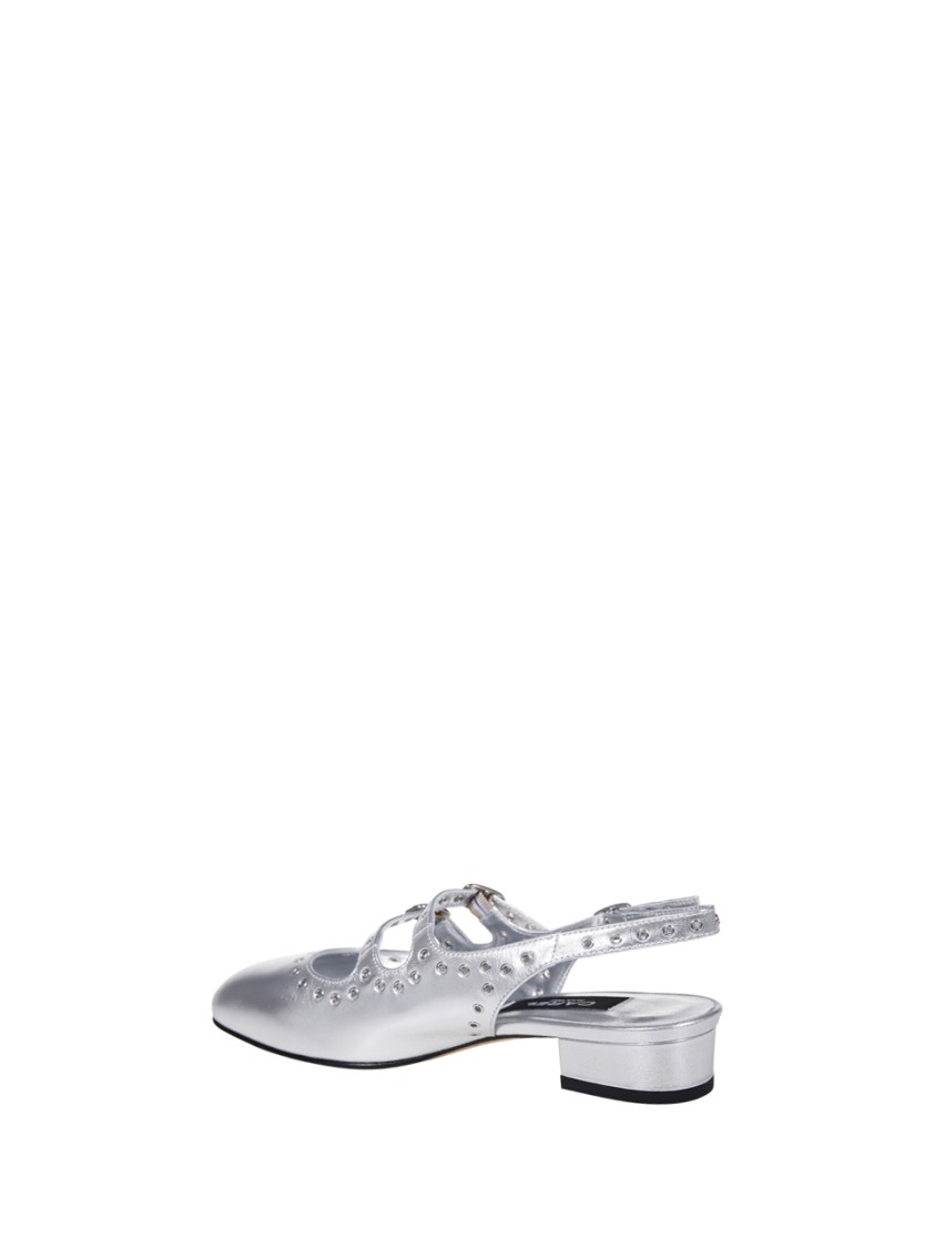 Carel Block Heel Slingback Studded Embellishments In Silver