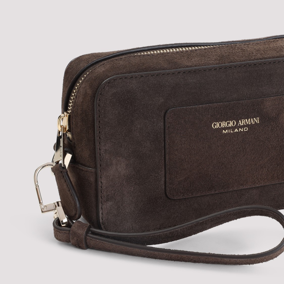 Giorgio Armani Brown Calf Leather Beauty Case In Black