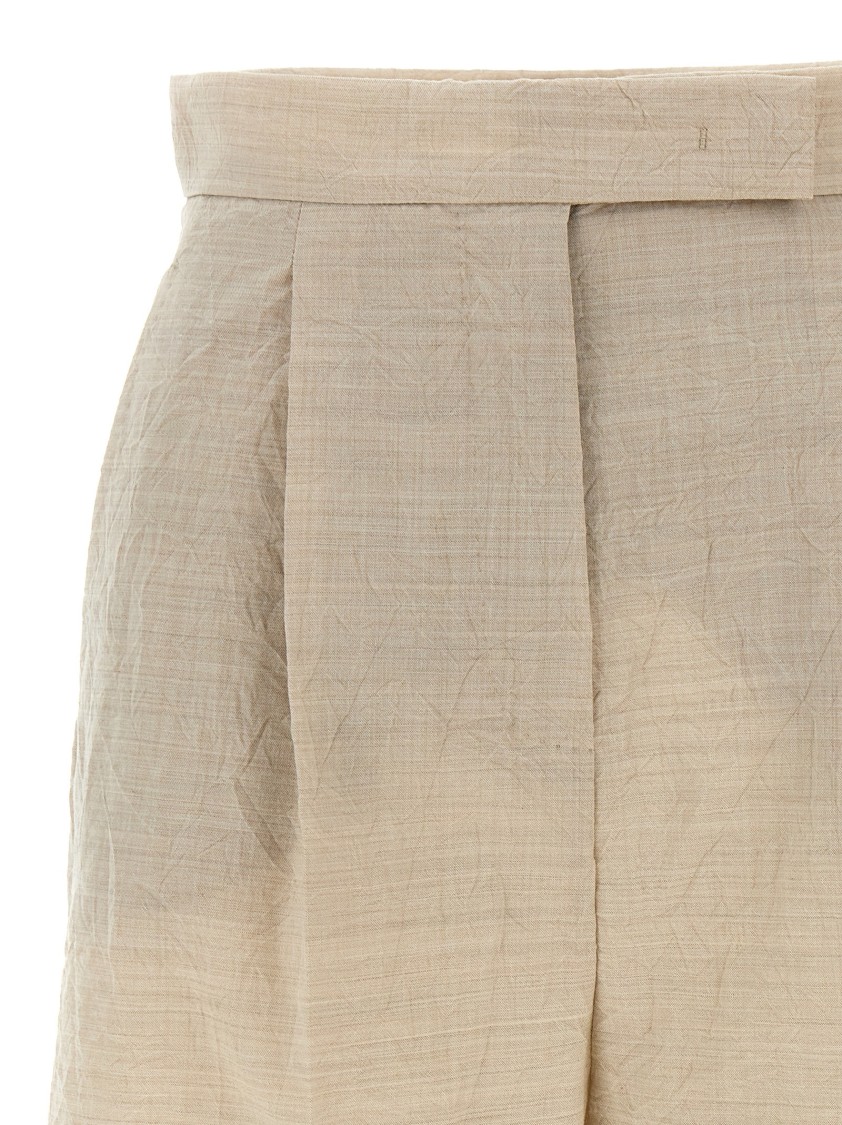 Max Mara Front Pleated Shorts With Back Buttoned Pockets In Neutral