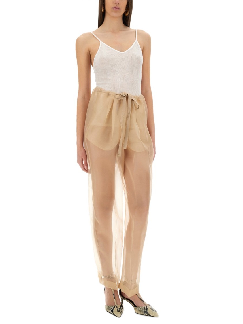 Khaite Trenton Pleated Silk-organza Tapered Pants