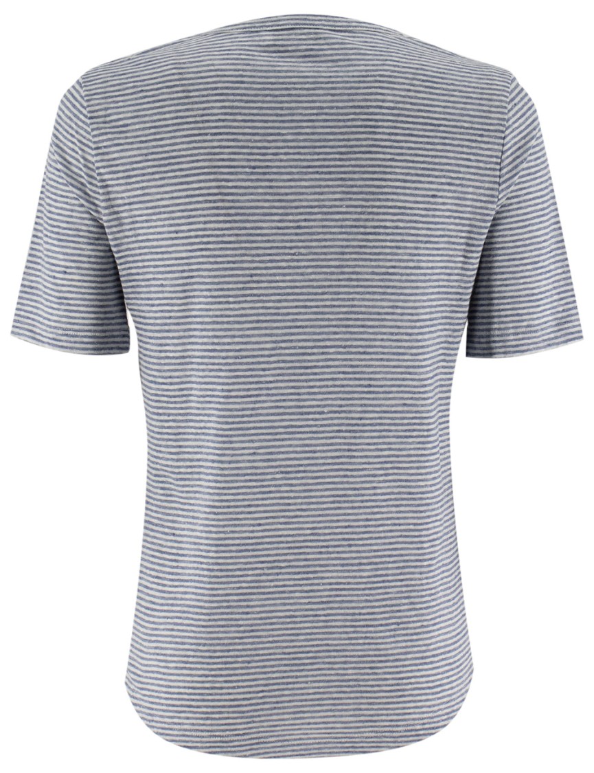 Shop Le Tricot Perugia Striped Linen T-shirt With Rounded Neckline