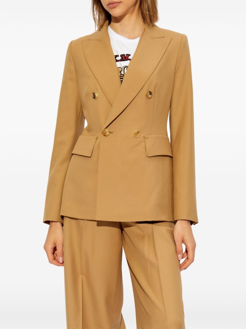 Max Mara Cotton Crepe Double Breasted Jacket In Brown