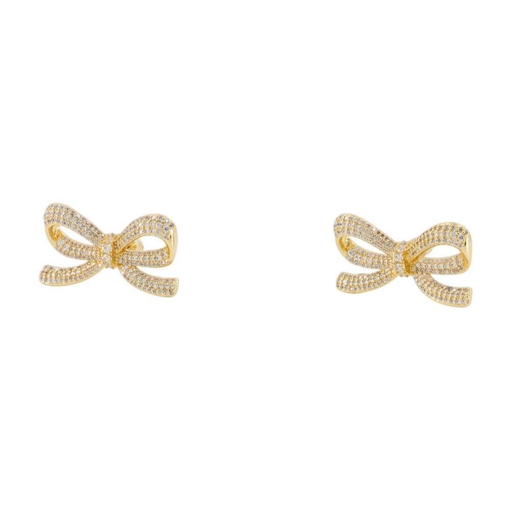 Self-portrait Crystal Bow Earrings In Gold