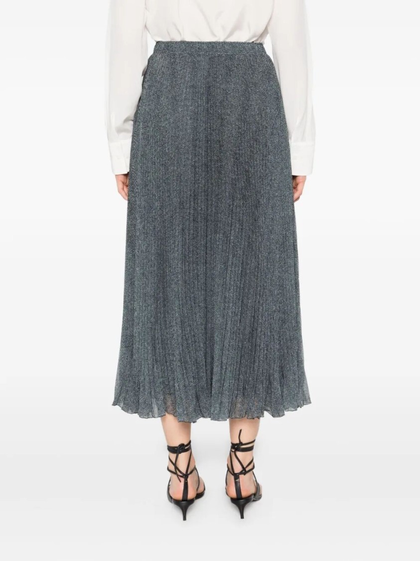 Ermanno Scervino Pleated Longuette Skirt In Textured Polyester In Gray