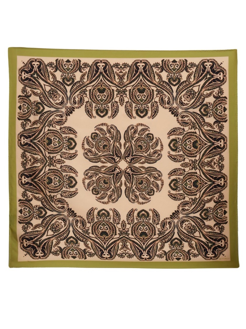 Etro Print Square Silk Scarf In Brown