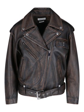 レザージャケット・コート Alexander Mcqueen Brown Leather Zip Jacket With Asymmetrical Alexander Mcqueen Brown Zip Jacket With Asymmetrical Closure