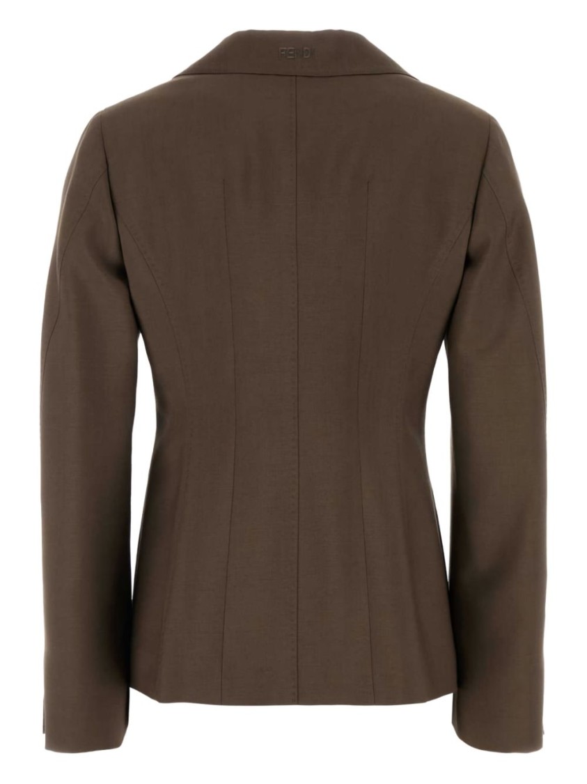 FENDI FENDI TAILORED BROWN JACKET WITH STRUCTURED SILHOUETTE