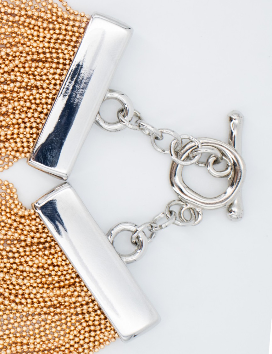 Fabiana Filippi Multi-strand Blush Necklace With Metallic Clasps In Metallic