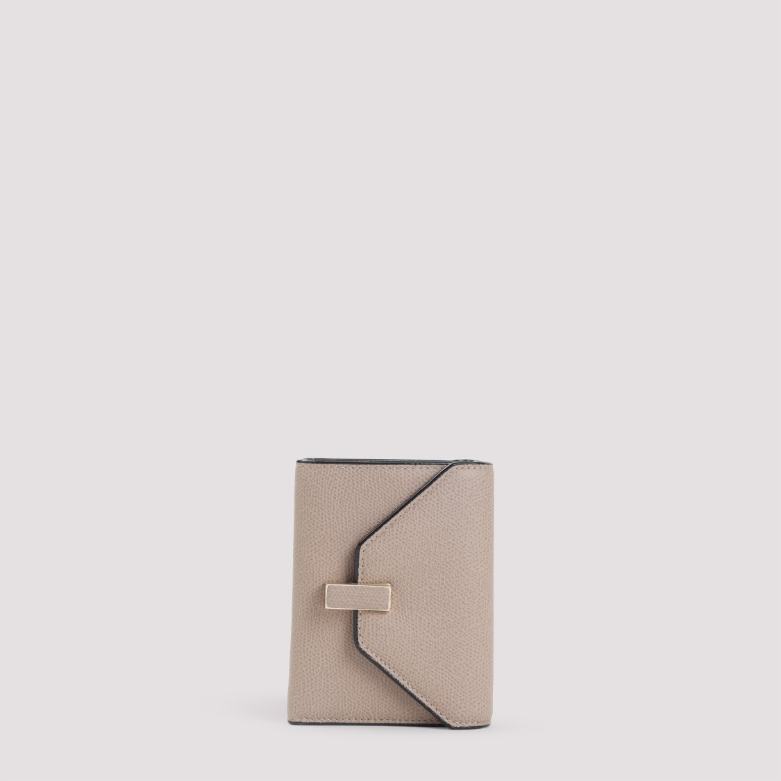 Valextra Leather Textured Wallet Gold Hardware In Neutral