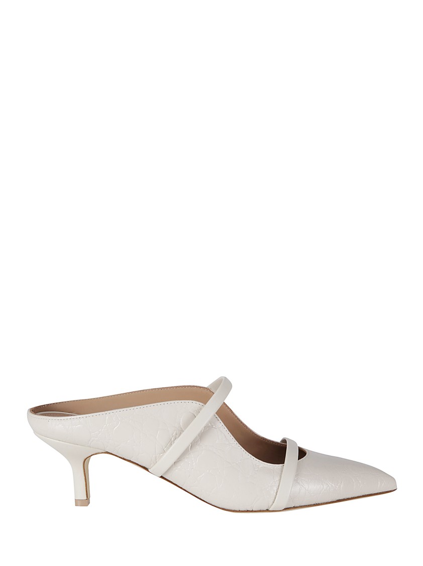 Shop Malone Souliers Hammered Leather Pointed Toe Pumps In White