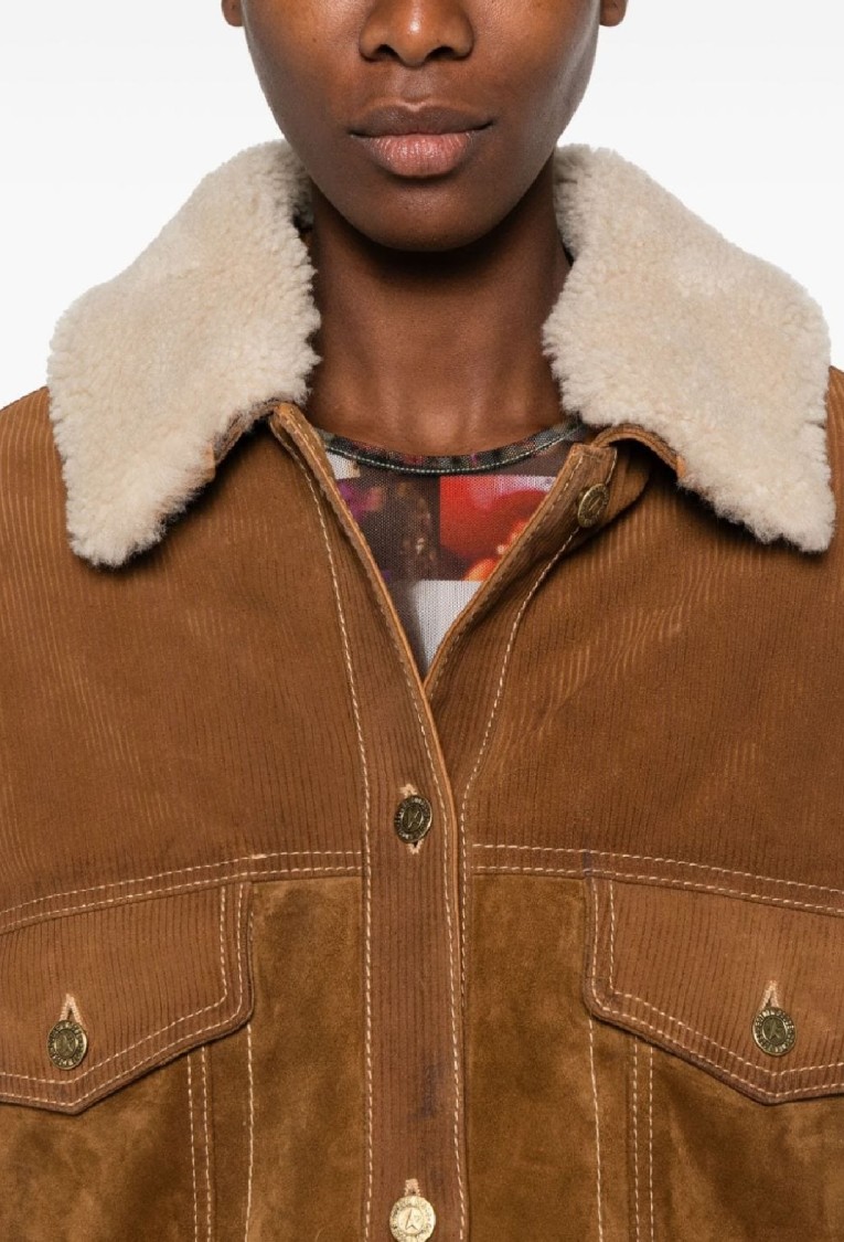 Golden Goose Db Leather Suede Jacket Tobacco In Brown