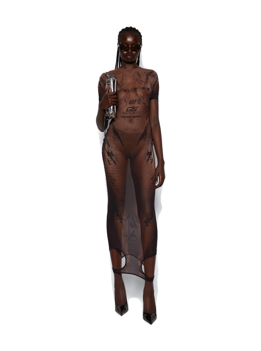 Jean Paul Gaultier X Shayne Oliver Mesh Double Side Dress In Neutrals