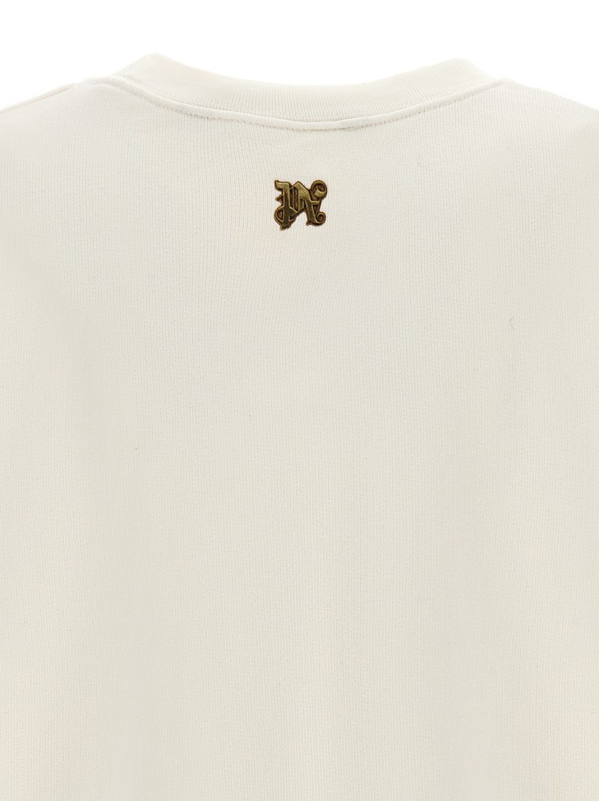 Palm Angels 'burning Monogram' Sweatshirt In White