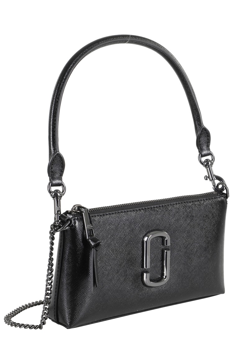 Marc Jacobs Elegant Black Handbag With Removable Strap And Logo Plaque In Black