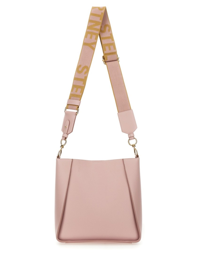 Stella Mccartney Structured Shoulder Bag With Embossed Logo In Pink