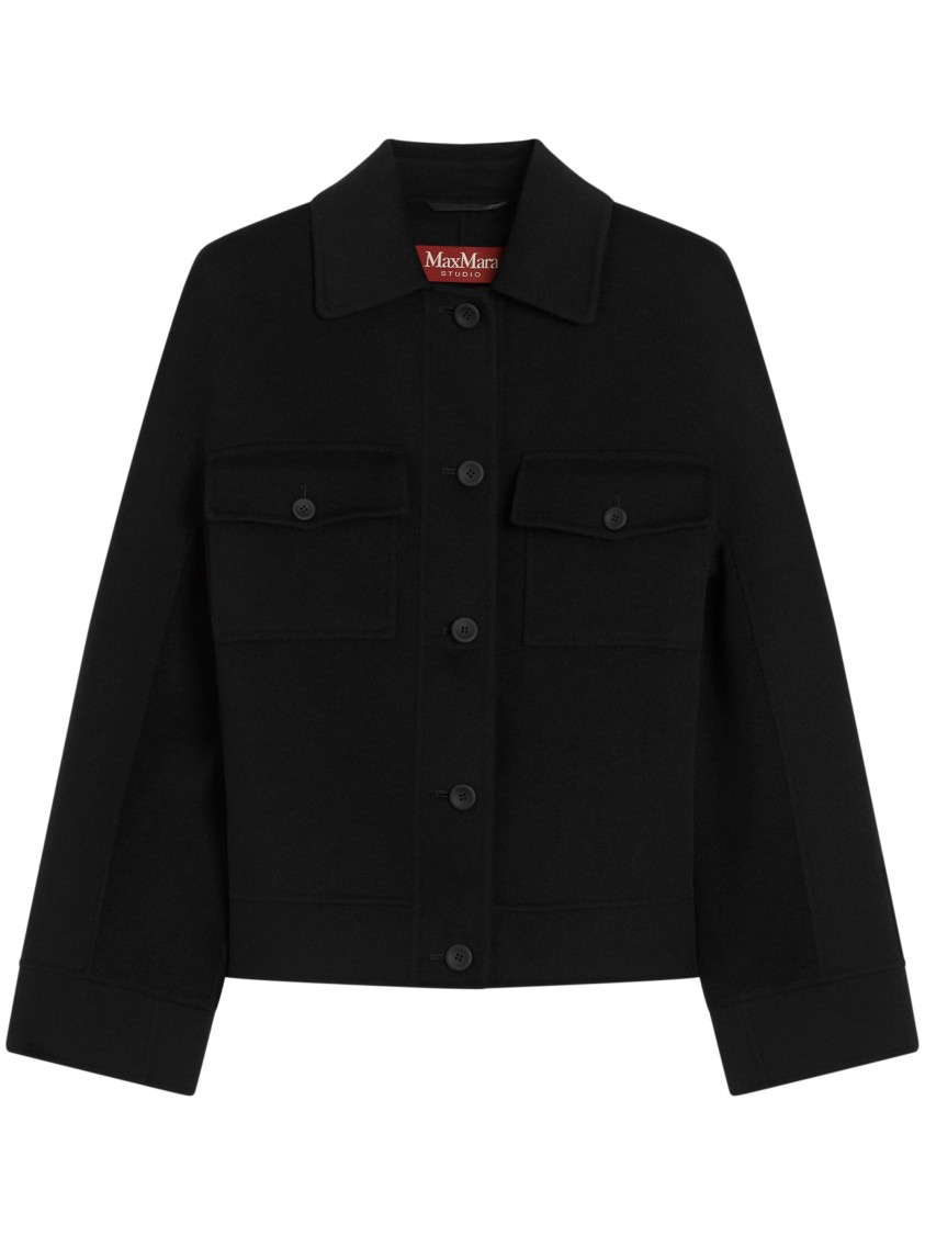 Max Mara Classic Button-up Jacket With Structured Collar In Black