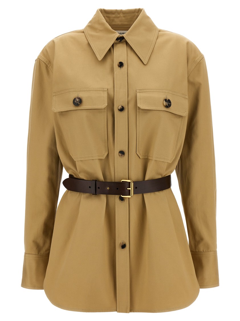 Saint Laurent Saharan Drill Shirt In In Neutral