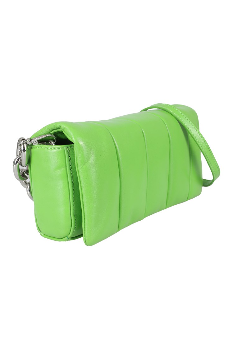 Stand Studio Rectangular Green Lamb Leather Panel Bag In Green