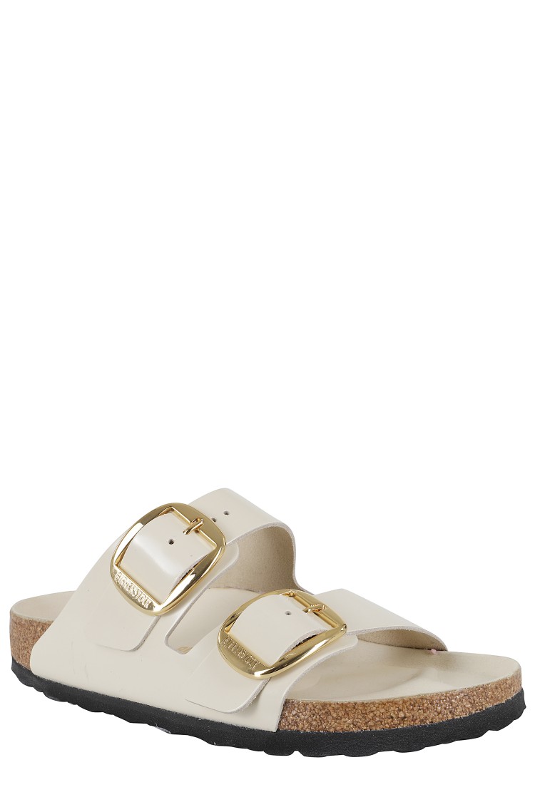 Birkenstock Arizona Big Buckle Leather Slides With Buckle In Neutrals