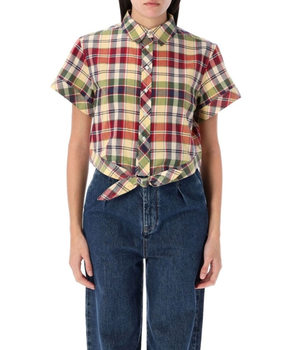 Shop Polo Ralph Lauren Cropped Tartan Shirt In Multicolor