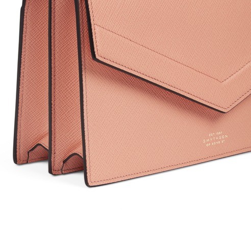 Smythson Envelope Crossbody Bag In Cross-grain Calf Leather In Orange