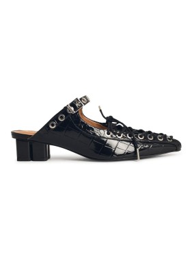 Ganni Lavender Slingback Ballet Flat Shoe With Buckles | THE