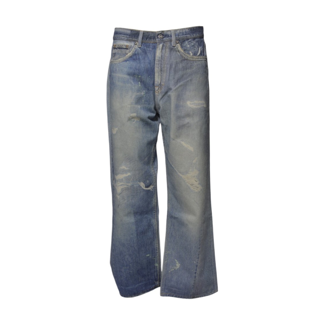 Our Legacy Third Cut Jeans In Printed Blue Denim In Blue