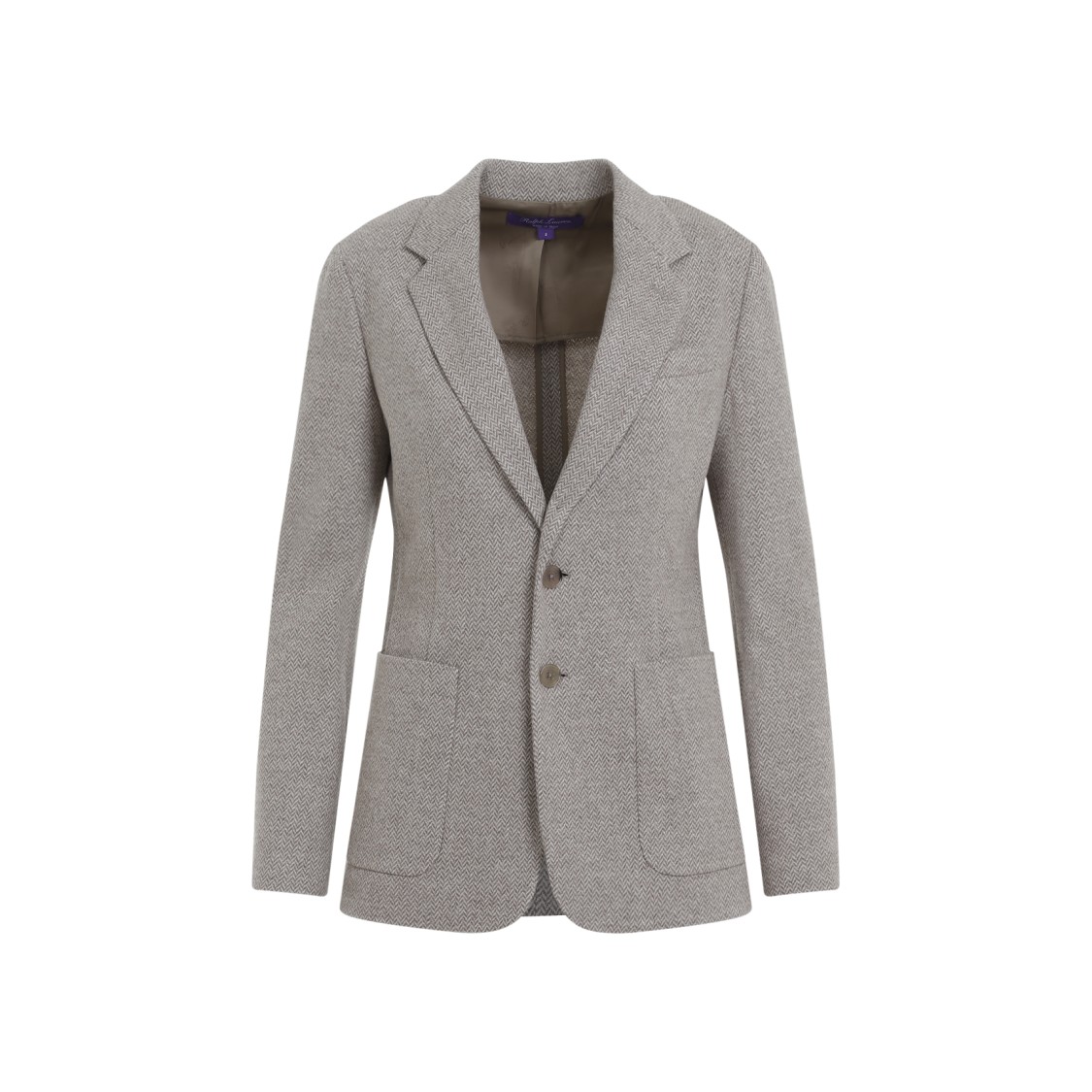 Polo Ralph Lauren Tailored Herringbone Jacket In Wool-silk-cashmere Blend In Grey